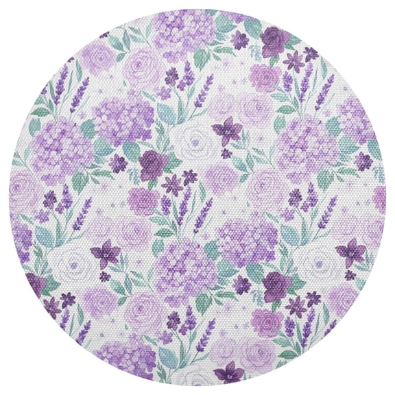 Violet Round Placemats Set of 6 Woven Non-Slip Washable Heat Resistant Table Mats 15.4 Inch for Kitchen Dining Decor