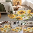 thumbnail image 5 of Large Round Rug 8Ft Washable Non-Slip, Farm Flowers Circle Area Rugs for Living Room Bedroom, Retro Sunflowers Barn Doors Butterfly Wood Board Indoor Floor Mats Carpet Runner for Home Decor, 5 of 8