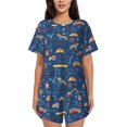 thumbnail image 1 of Fotbe French Bulldog Dog In Beret Conjunto de Pijama Estampado para Mujer, 2 Piezas, Ropa de Dormir con Camiseta de Manga Corta y Shorts Suaves-Medium, 1 of 6