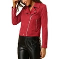 thumbnail image 4 of INSPIRE CHIC Women's Motorcycle Jacket Faux Suede Solid Color Asymmetric Zipper Jacket 3XL Red, 4 of 8