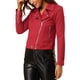 thumbnail image 4 of Chaqueta de motociclista para mujer INSPIRE CHIC de ante sintético, color sólido, con cremallera asimétrica, 2XL, roja, 4 of 8