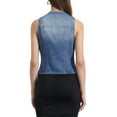 thumbnail image 3 of INSPIRE CHIC Women's Denim Vests Sleeveless Washed Distressed Casual Jean Jackets S Gray Blue, 3 of 6