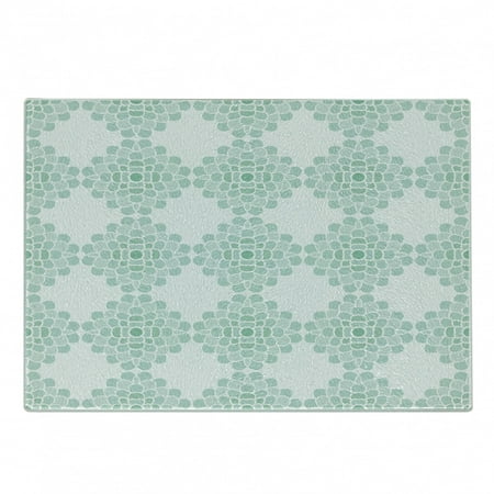

Floral Cutting Board Abstract Horizontal Lines Geometric Bold Thin Stripes Ocean Themed Illustration Decorative Tempered Glass Cutting and Serving Board Small Size Seafoam White by Ambesonne