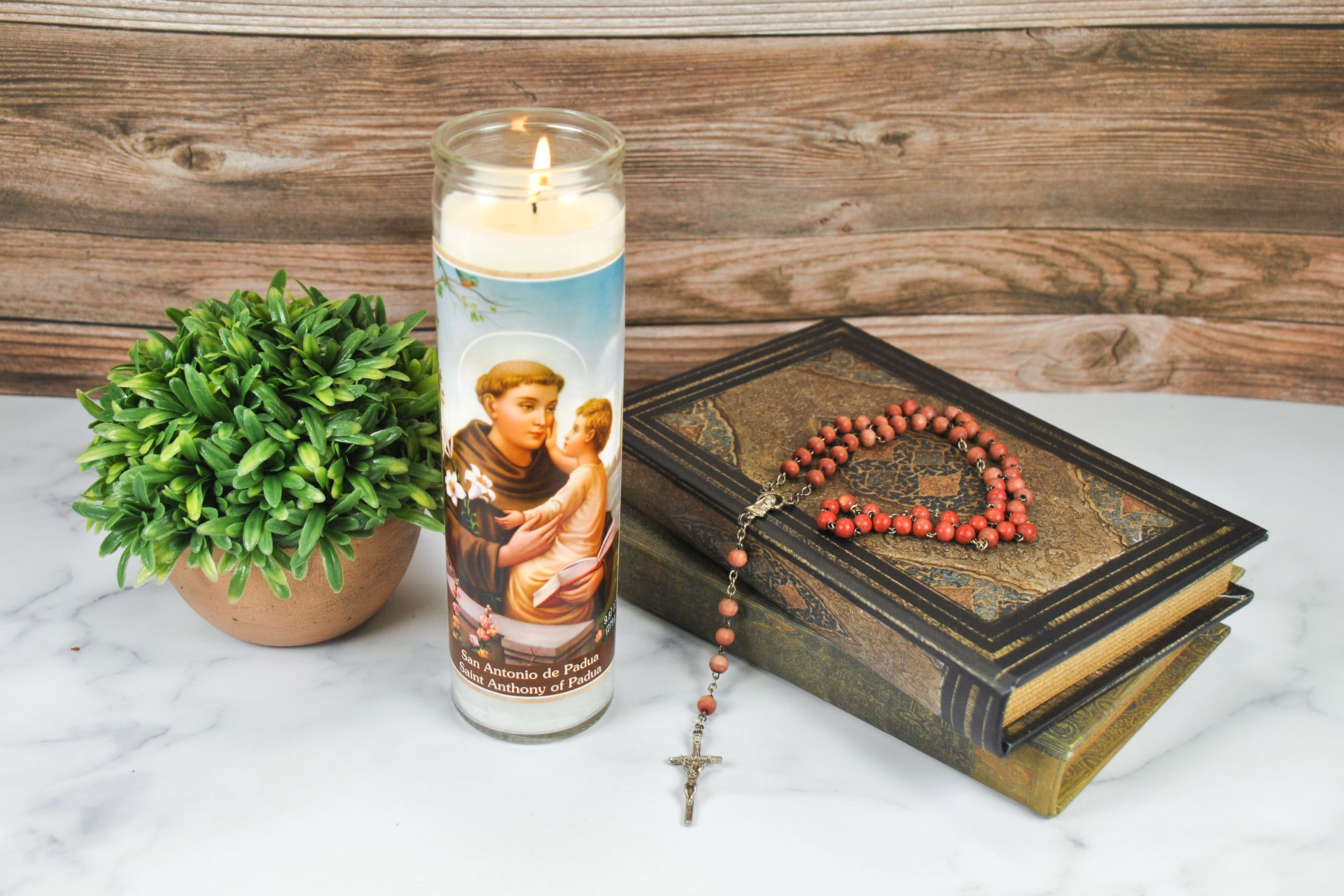 (2 pack) Prayer Candle St Anthony White Wax, 8 Inch