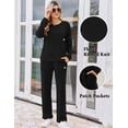 thumbnail image 3 of Ekouaer Lounge Sets for Women Ribbed Knit Pajama Sets 2 Piece Long Sleeve Pjs Soft Loungewear Outfits with Pockets, 3 of 5