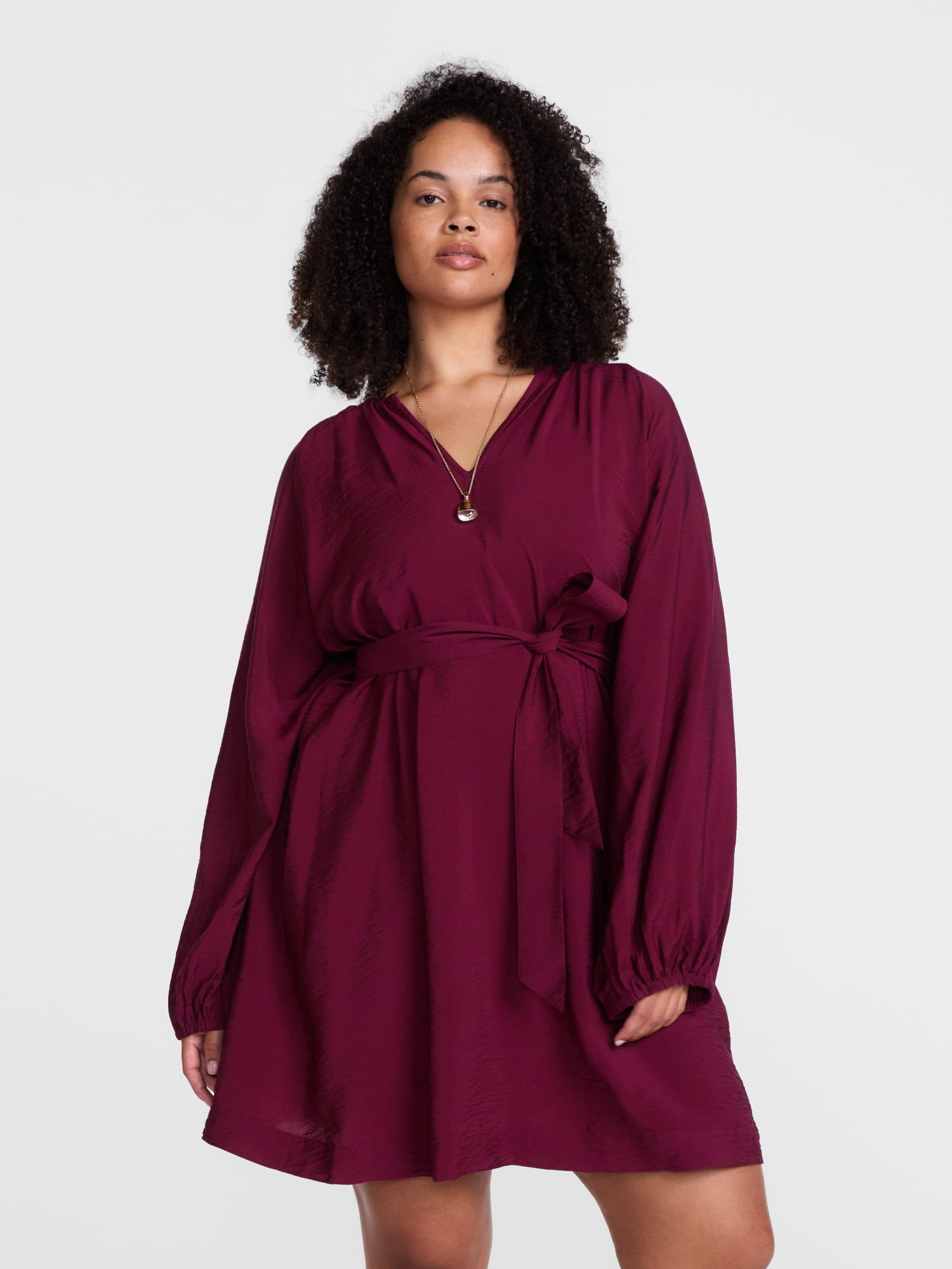 Scenario Women's and Women's Plus Mini Dress with Long Balloon Sleeves, Sizes XS-4X