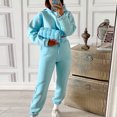 thumbnail image 3 of BLOCLOALO 2 Piece Lounge Set Long Sleeve Pullover Hoodie Sweatshirts Casual Solid Color Trousers Sweatershirt Sports Suit Sweatpants and Sweatshirt Set Plus Size Workout Sets Travel Outfits Blue M, 3 of 6