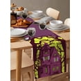 thumbnail image 6 of Ldtrchee Halloween Table Runner 70 Inches, Castle Spooky Tree Branch Bat Purple Bed Runner Dresser Scarves Tabletop for Indoor Outdoor Parties/Ceremony/Banquet, 13" x 70", 6 of 8