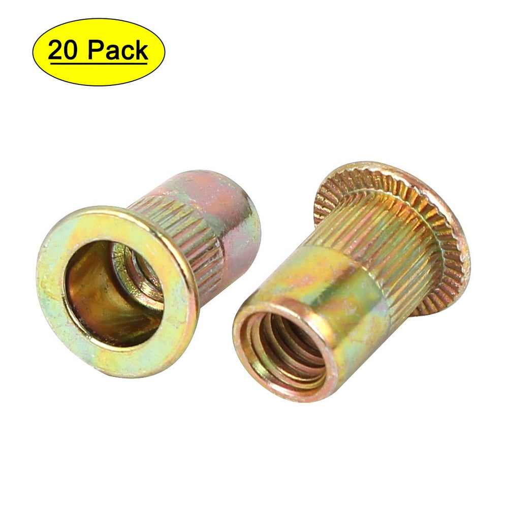 1 4 20 Flat Head Rivet Nut Insert Nutsert Gold Tone 20pcs Walmart 1-4-20-flat-head-rivet-nut-insert-nutsert-gold-tone-20pcs-walmart