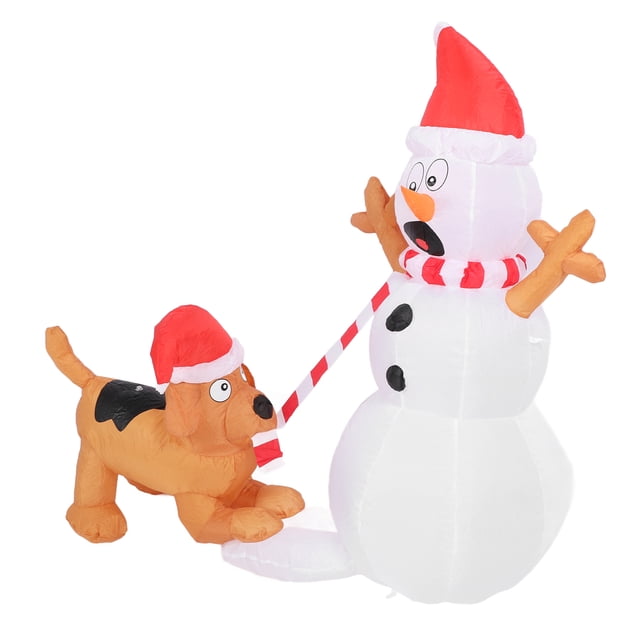 Decoraciones Navideñas Muñeco De Nieve Inflable De 4 Pies, Perro Que Orina, Decoración Para Exteriores/interiores/casa/patio Con Luces LED Blancas Y Bolsa De Agua