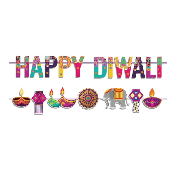 Adornos de pancarta de Feliz Diwali, accesorios de papel hindú para decoración de Diwali, banderines colgantes para pared, festival, hogar, repisa de