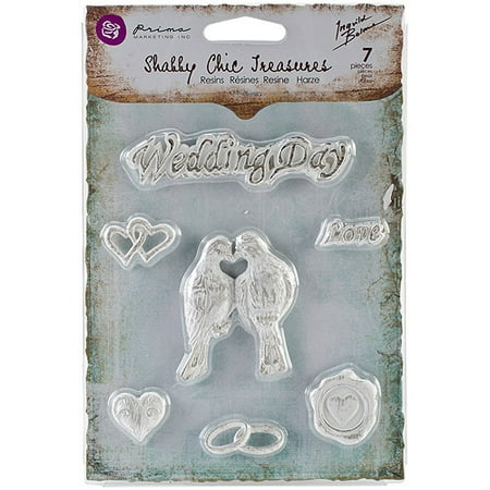 Prima Marketing Shabby Chic Treasures Resin, Wedding, 7-Pack Multi-Colored