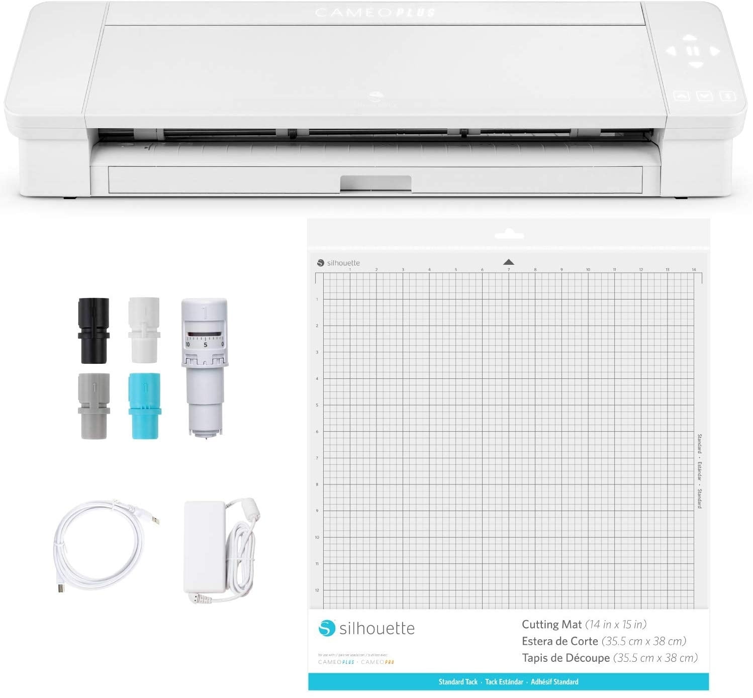 Silhouette Cameo 4 Plus Cortadora Electrónica Blanca - Tapete de Corte, Cables de Alimentación, Alimentador Enrollable Incorporado, Software de Estudio Silune Silhouette Cameo 4 Plus Cortadora Electrónica Blanca - Tapete de Corte, Cables de Alimentación, Alimentador Enrollable Incorporado, Software de Estudio Silune
