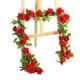 thumbnail image 1 of Nvzi 4 piezas (26 pies) de enredadera de rosas artificiales, corona falsa de rosas de seda, enredadera colgante para fondo de fiesta de bodas, decoración (9 cabezas, rojo), 1 of 5
