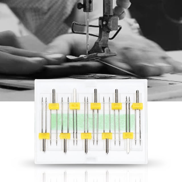 Twin Needles, Sewing Needles Sewing Machine Needles Stainless Steel Sewing Machine Twin Needles 10Pcs Compatible with A Plastic Box for Tailor Shop for Home