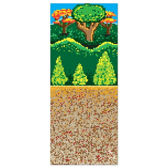 Party Central Pack of 6 Green Gamers 8-Bit Forest Photo Backdrop Wall Decor 30'