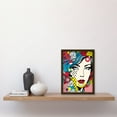 thumbnail image 2 of Woman Blue Eyes Abstract Comic Book Style Portrait Pop Art Bedroom Decor Teen Halftone Artwork Framed Wall Art Print A4, 2 of 4