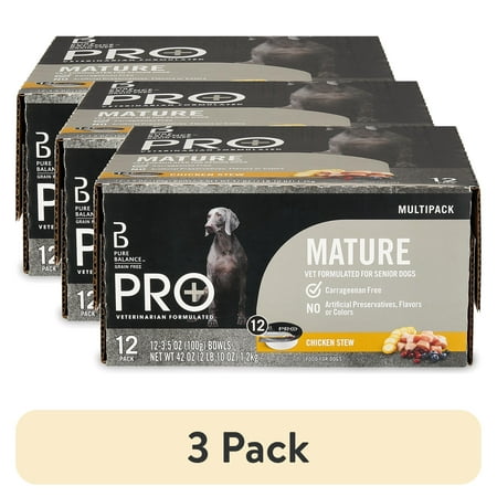(3 pack) Pure Balance Pro Plus Mature Wet Dog Food 3.5oz Cup 12ct