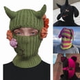 thumbnail image 2 of Yokua Cute Y2K Devil Horn Hat Funny Colorful Knitted Beanie Fairy Bucket Hat, 2 of 21