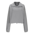 thumbnail image 4 of Uootdi Women's Oversized Long Sleeve Gift Sweatshirts Womens Half Zip Collared Cropped Pullover Fleece Quarter Zipper Hoodies Fall Fashion Outfits, 4 of 6