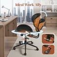 thumbnail image 6 of XIZZI Home Office Chair, Armless Mid-Century Ergonomic Desk Chair with 3" Thick Cushion, Premium PU Leather Mid Back 360 Swivel Computer Chair with Walnut Design, Ribbed Black, 6 of 10