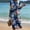Dark Blue, variant on HOMBOM Womens Dresses Boho Casual Midi 3/4 Sleeve Floral Crew Neck Everyday A-Line Dress for Women
