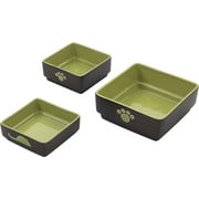 Ethical Products Spot Four Square Dish Cat Green 5in