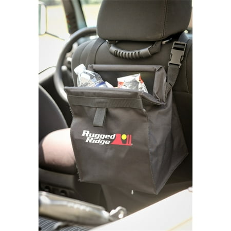 Rugged Ridge by RealTruck Trash Bin | Hooks to Headrest, Waterproof Interior | 13551.40