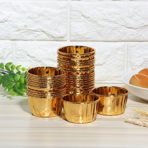 Molde para muffins Jadeshay 50 piezas papel rizado plata oro oro rosa