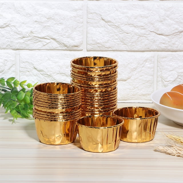 Molde para muffins Jadeshay 50 piezas papel rizado plata oro oro rosa