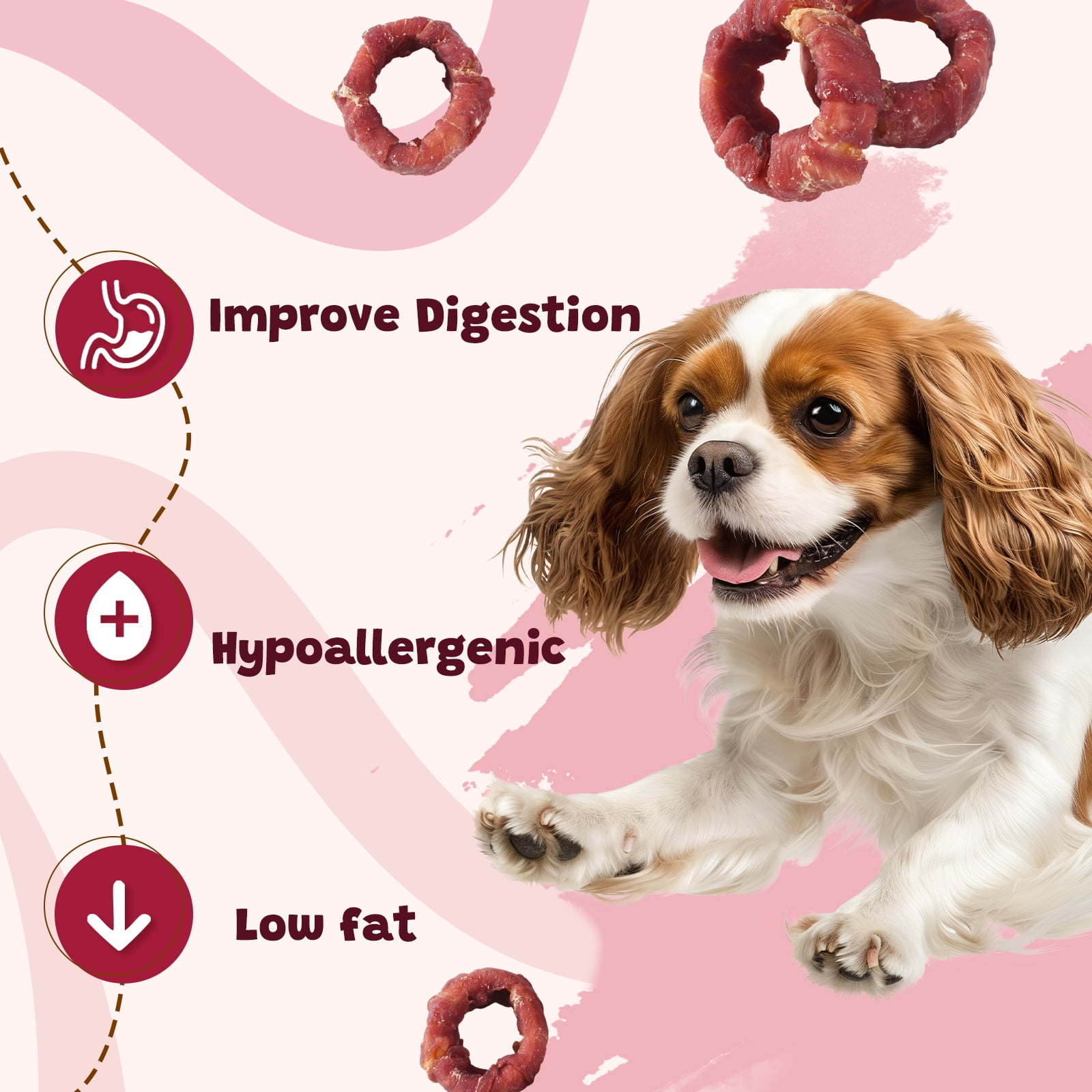 (2 pack) ASMPET Sweet Potato Dog Treat,  Duck Wrapped Donut Snack Chews for Small Medium Large Dogs, 10.6oz