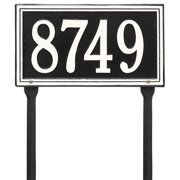 Personalized Whitehall Products Single Line Standard Lawn Plaque in Black/White