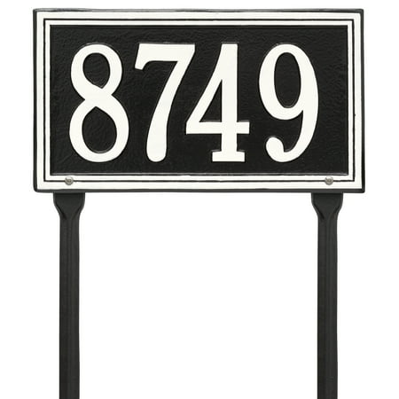 Personalized Whitehall Products Single Line Standard Lawn Plaque in Black/White
