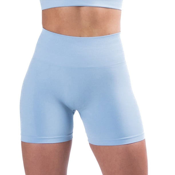 Gibobby Short Deportivo Pantalones cortos de algodón para mujer, cintura alta elástica, plisados, con volantes, lindos, para la playa, informales, fluidos(Aqua, M)