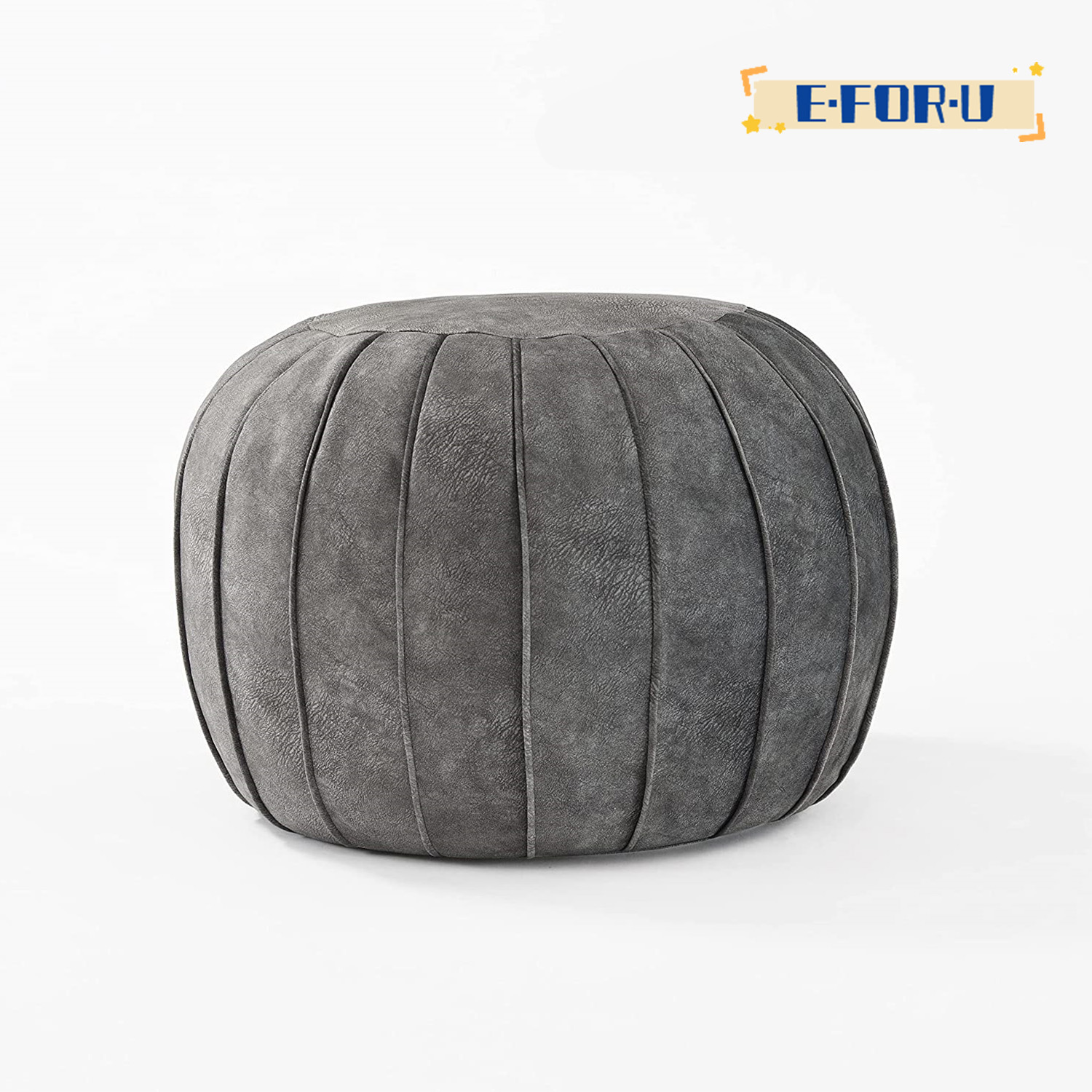 Unstuffed Pouf, Faux Leather Poufs Cover, Small Round Poof Ottomans