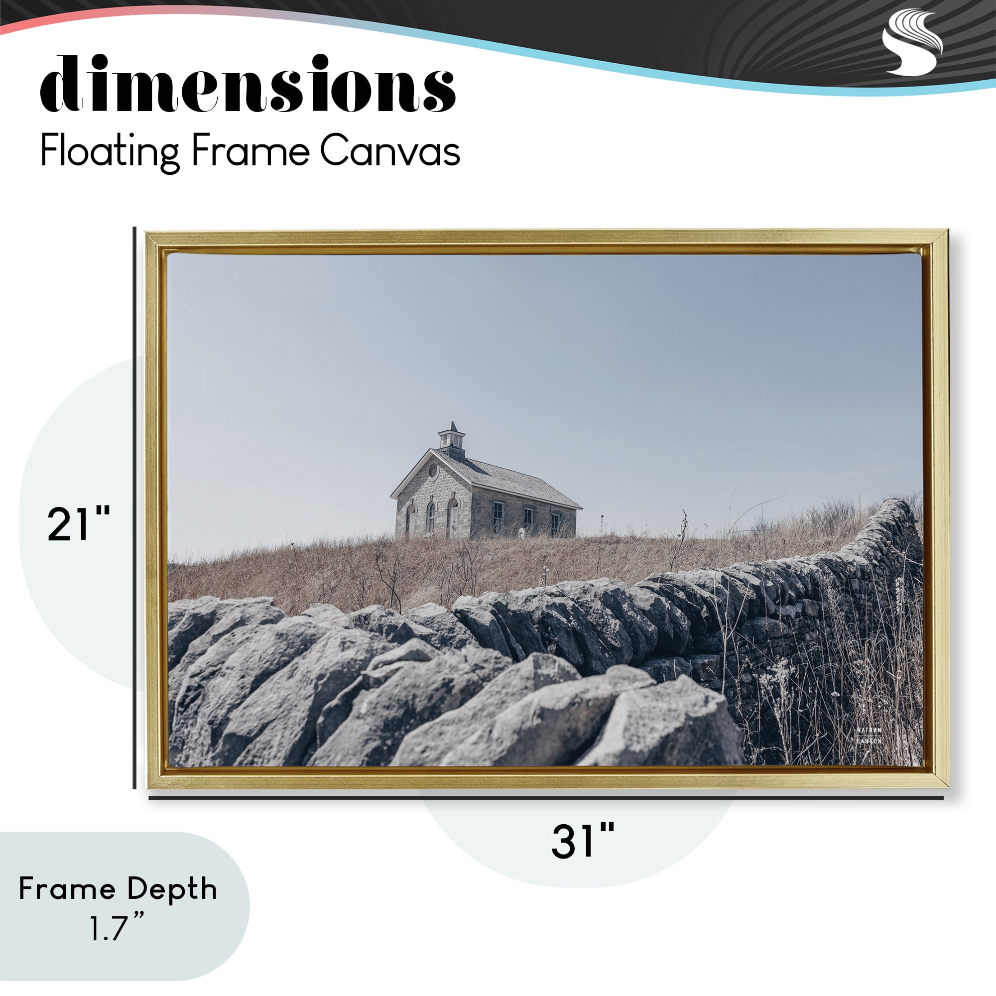 Stupell Industries One Room Schoolhouse Gold Framed Floater Canvas Wall Art, design by Nathan Larson