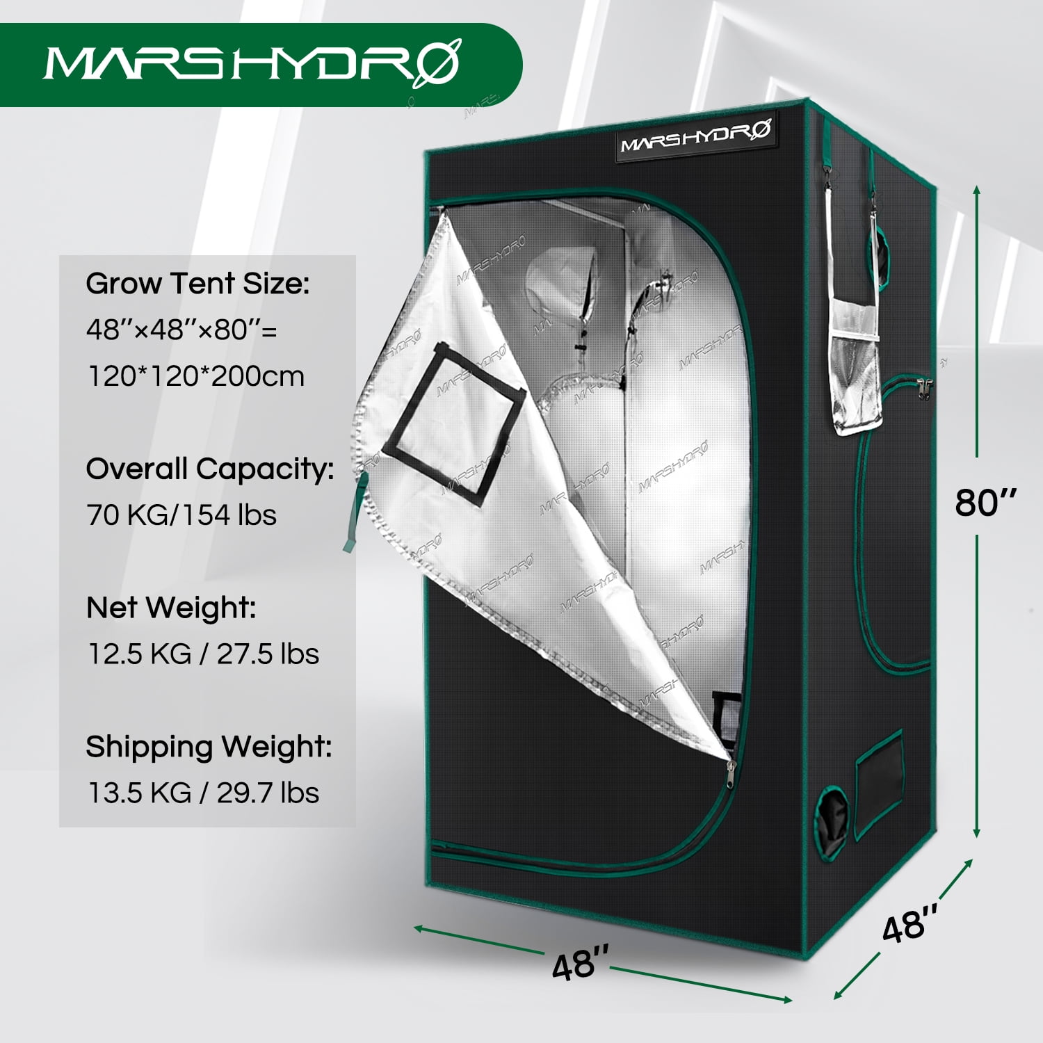 Details about   Hydroponic Indoor 600D Mylar Reflective Planting Grow Tent Room Green Window 