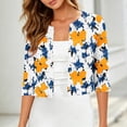 thumbnail image 2 of QSAWXQZ Women's Shrugs Cardigan Floral Print Open Front 3/4 Sleeve Crew Neck Summer Casual Boleros L, 2 of 7