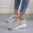thumbnail image 5 of Willtoo Fashion Wedge Sneaker for Women Ladies High Heeld Wedge Sneakers Hidden Lace Up Platform Sneakers Daily Wear Shoes Gray, 5 of 5