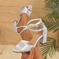 thumbnail image 5 of Xiaoxatg Women's High Heels - Fashionable Strap Square Heel Comfortable Dress Shoes for Casual Wear 8 Silver, 5 of 9