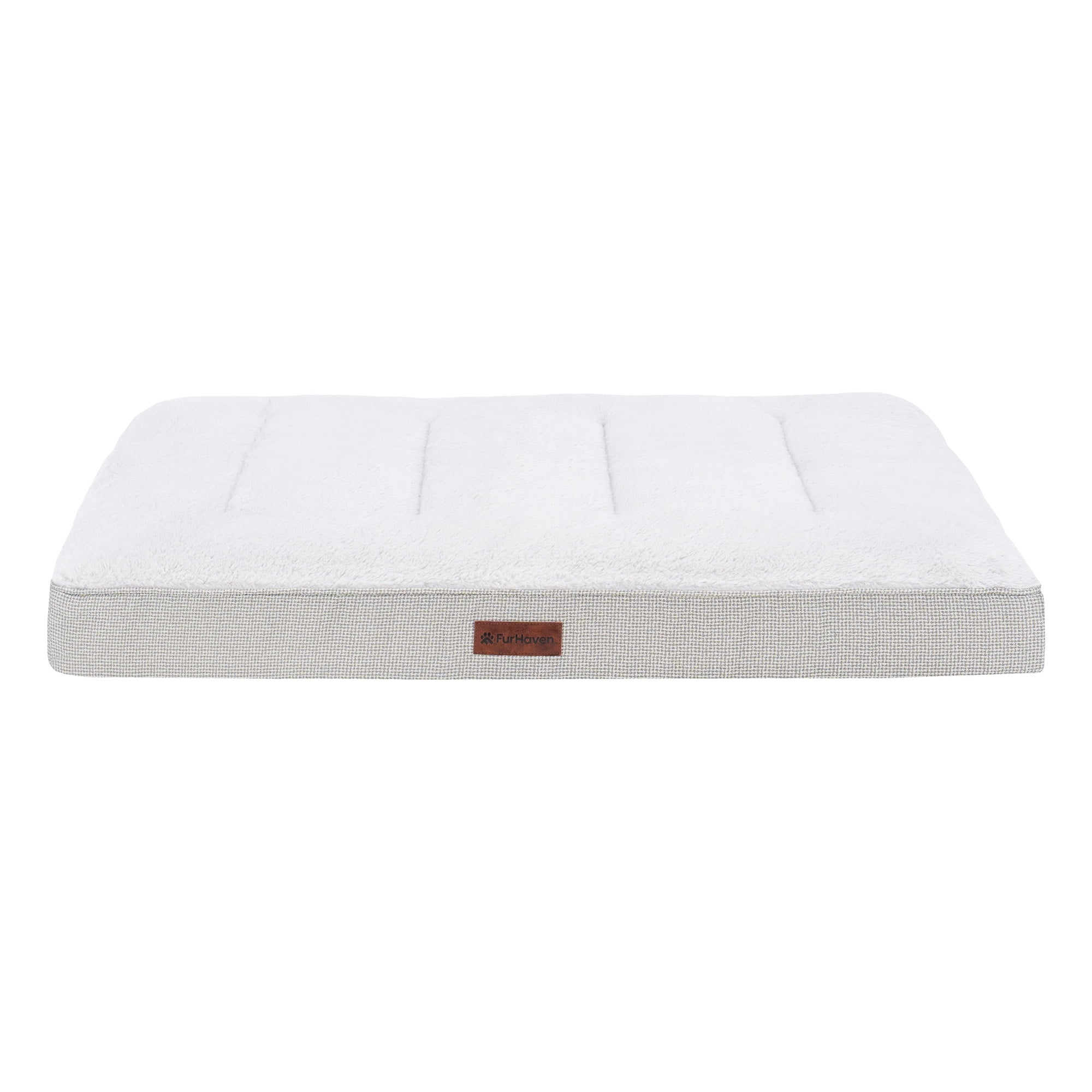 FurHaven Plush & Decorator Check Tuft-Top Orthopedic Mattress Pet Bed for Dogs and Cats - Gray, Large