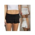 thumbnail image 4 of Yunliwuli Women's Summer Mini Skirt Solid Color Tiered Ruffle Skirt for Daily, Travel, Parties, 4 of 7