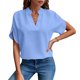 thumbnail image 5 of Camisas de Manga Larga de las Mujeres Casual Color Sólido V-Cuello Suelto Poliéster Top para el Uso Diario Y las Vacaciones, Tops de Verano de Moda, 5 of 8