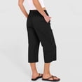 thumbnail image 5 of 2026 Summer Wide Leg Capri Pants for Women Drawstring Elastic Waist Casual Cropped Trousers with Pockets Black XXL, 5 of 7
