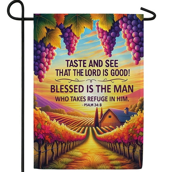 America Forever Autumn Vineyard Scripture Garden Flag, 12.5 x 18 inch Double Sided, Biblical Grape Banner, Fall Religious Decor, Inspirational Psalm Flag