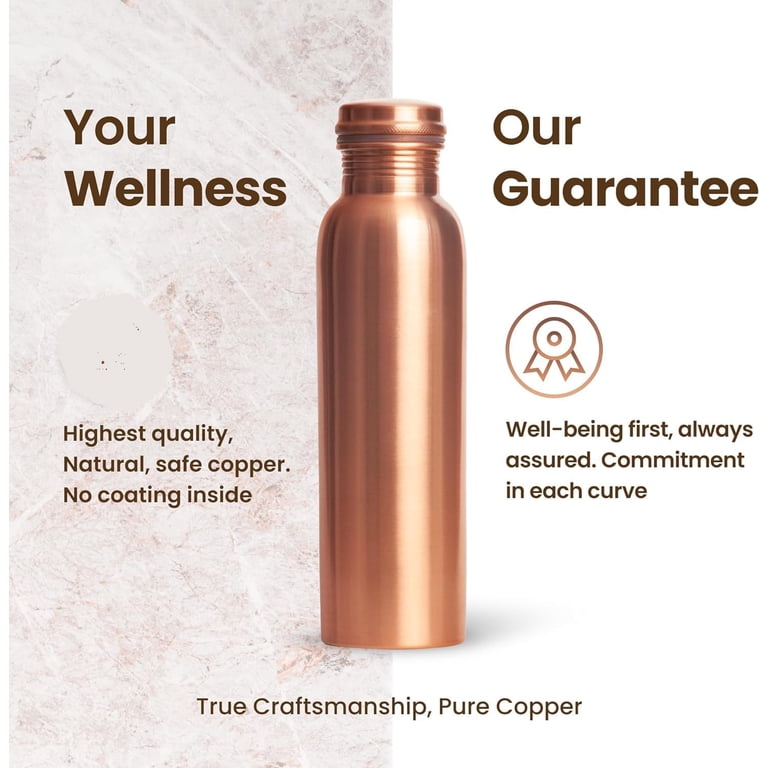 34oz Pure Copper Water Bottle - Handcrafted, Leak-Proof & Lab Tested 99.92% Pure (Design-2)