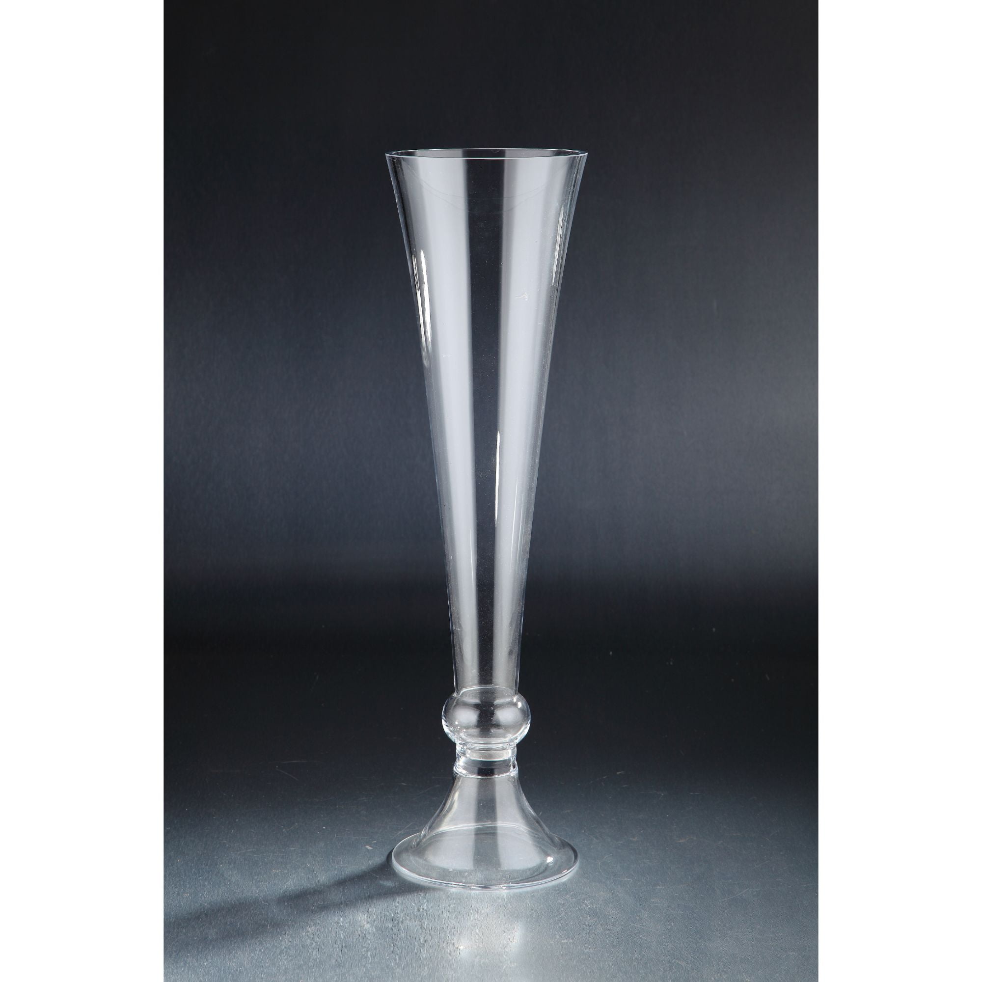 22.5" Clear Cone Shaped Glass Pedestal Floral Vase