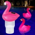 thumbnail image 1 of Flotador solar de cloro para piscina Uekars Flamingo, 18 cm, con luz, 1 of 7