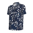 thumbnail image 2 of Rocae Cherry Blossoms on Navy Background for Men's Short Sleeve Polo Shirt, Quick Drying Performance Moisture Wicking Sports Men's Golf Shirt Small, 2 of 9