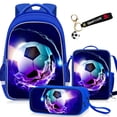 thumbnail image 1 of Juego de mochilas escolares TILYTADLY para niños, fútbol, 4 piezas, 17 pulgadas, 1 of 8